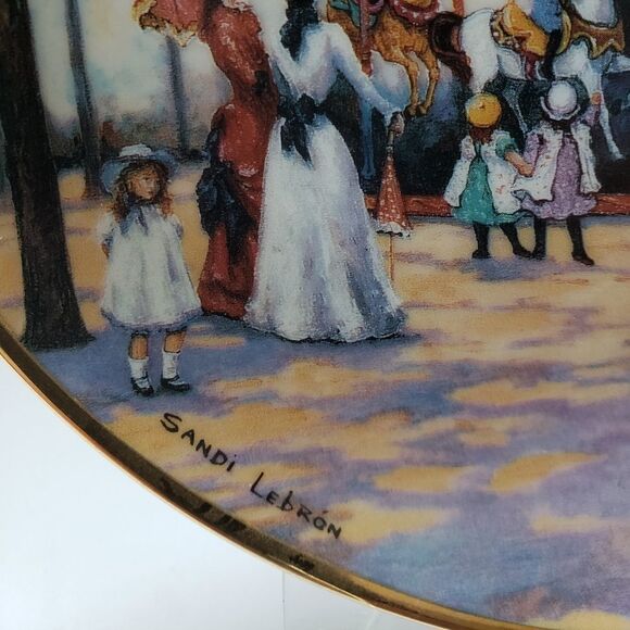 Franklin Mint Signed Porcelain Carousel Plate by Sandi Lebron - Picture 4 of 6